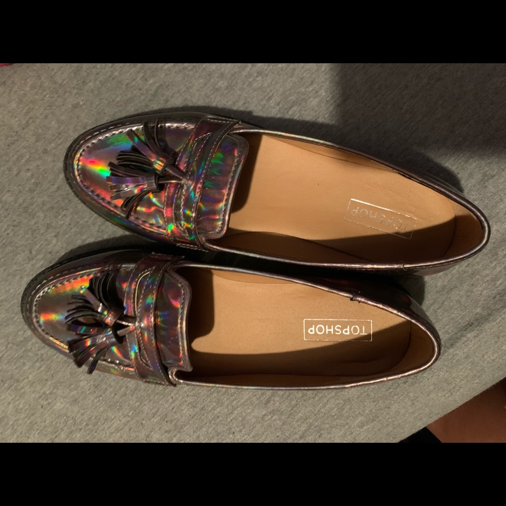 Holographic top shop loafers